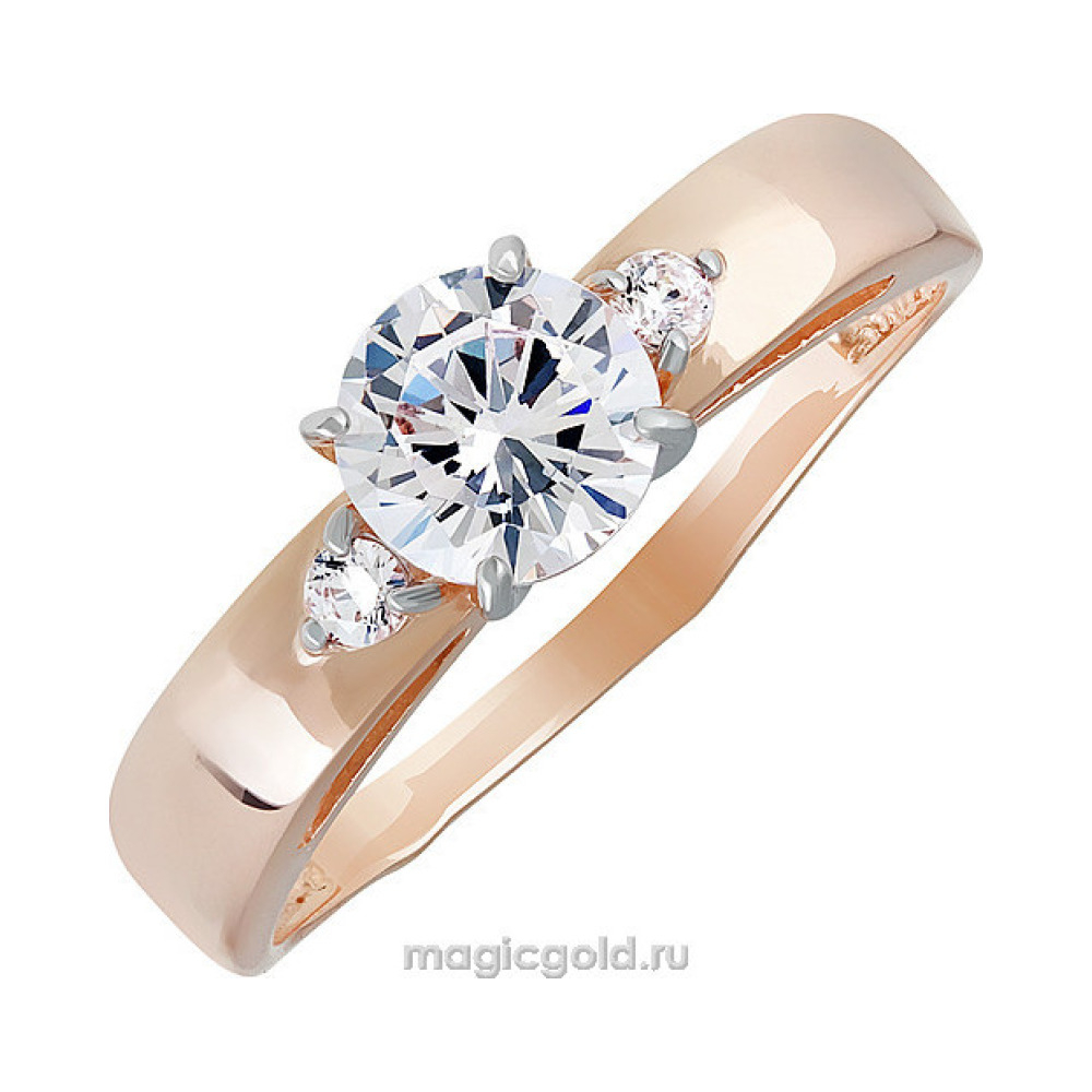 Золотое кольцо с фианитом № 139446