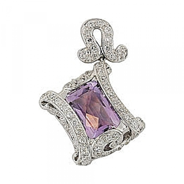Серебряная подвеска с аметистом и фианитом № 68628