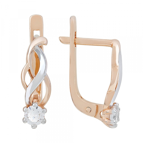 Золотые серьги с фианитами № 116575