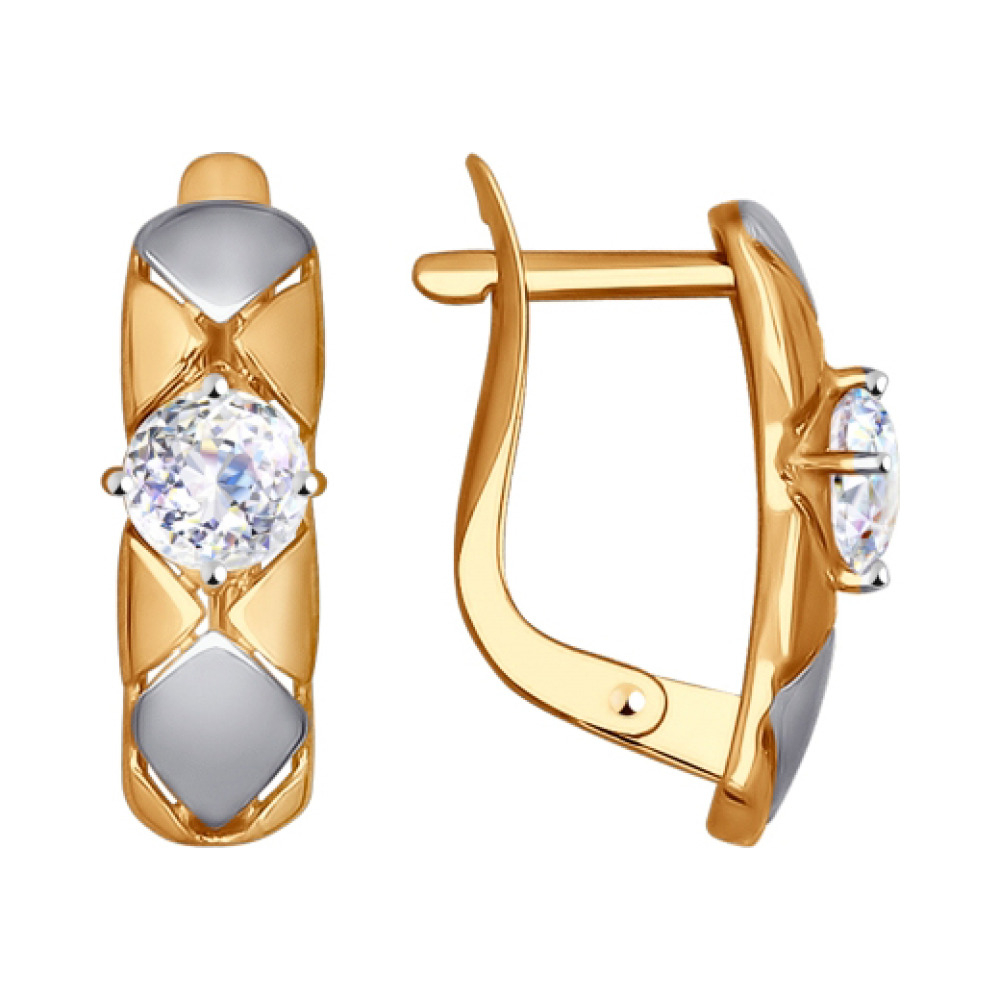 Золотые серьги с фианитом № 140947