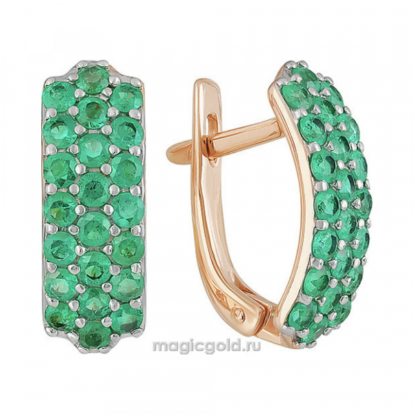 Золотые серьги с изумрудом № 162000