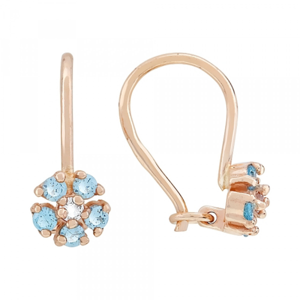 Золотые серьги с фианитом № 116736