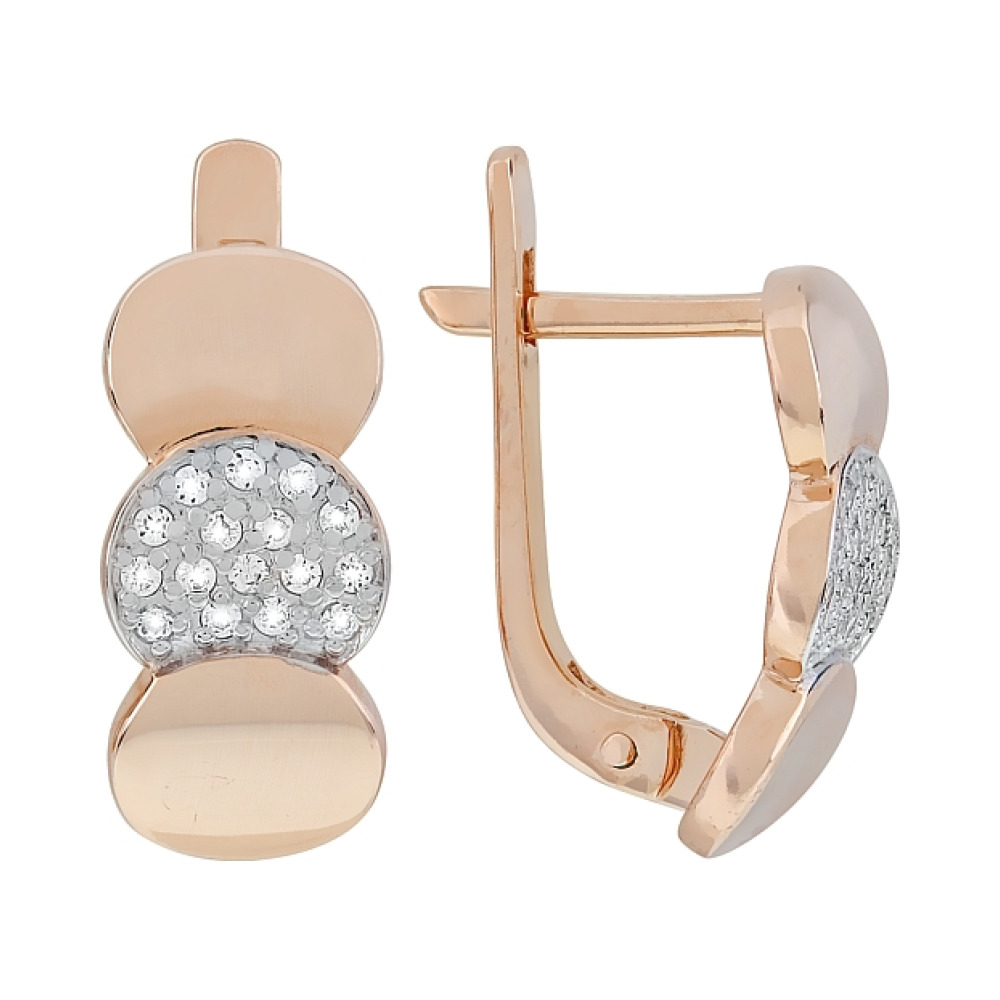 Золотые серьги с фианитами № 116578