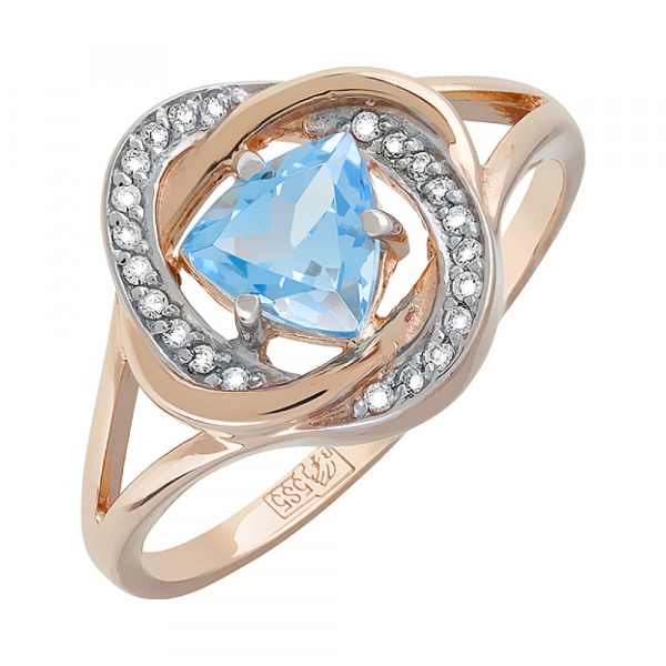 Золотое кольцо с топазом и фианитом № 119411