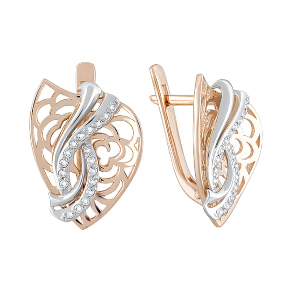 Золотые серьги с фианитами № 124737