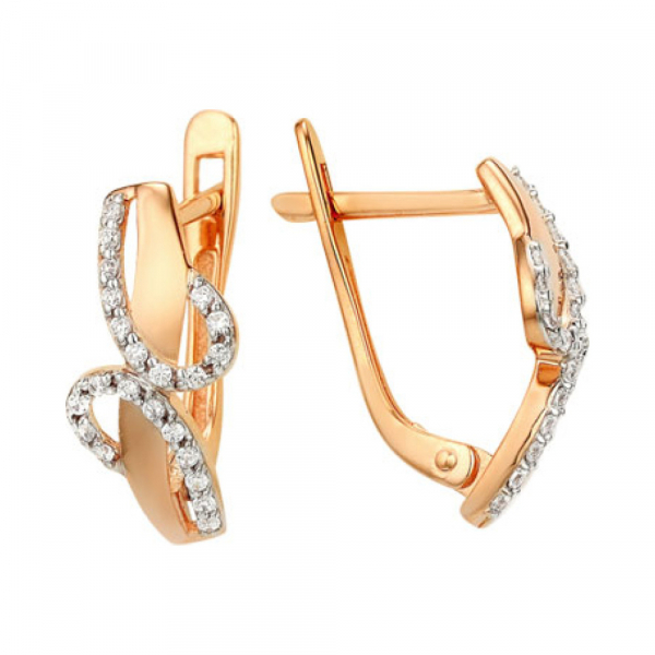 Золотые серьги с фианитом № 141155