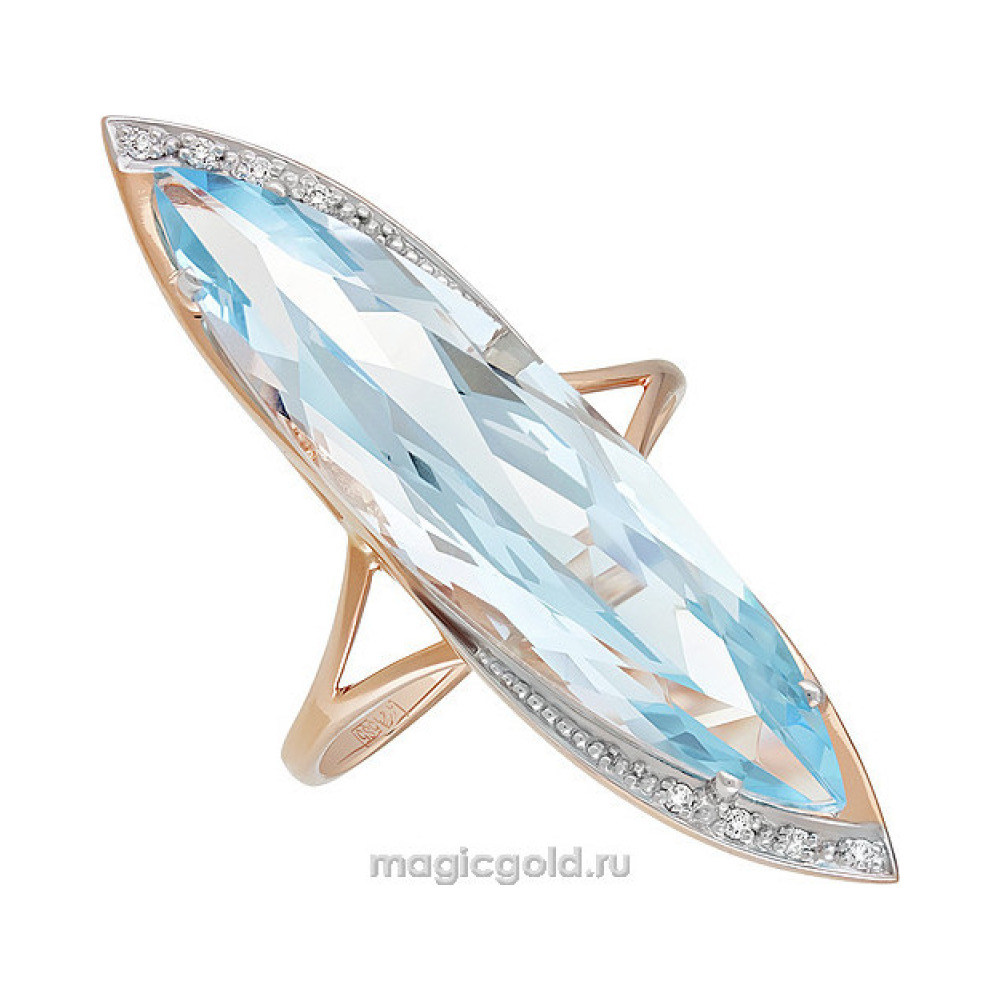 Золотое кольцо с топазом и фианитом № 134945