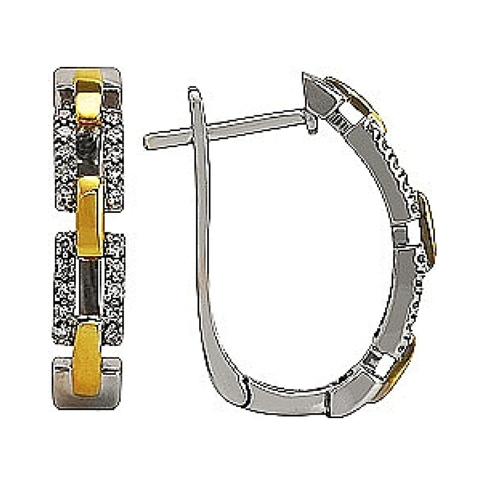 Золотые серьги с бриллиантом № 76346