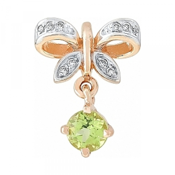 Подвеска с хризолитом и фианитом № 114717