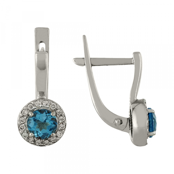 Золотые серьги с топазом и фианитом № 100587