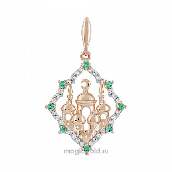 Золотая подвеска с фианитом № 136906