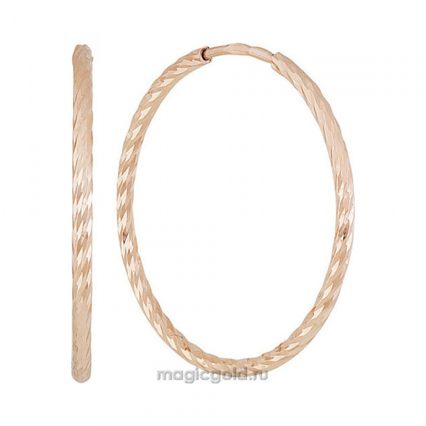 Золотые серьги без камня с алмазкой № 159869