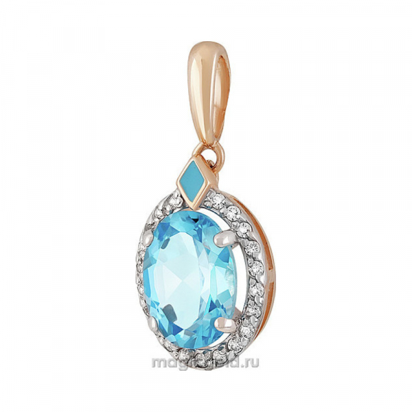 Золотая подвеска с топазом и фианитом № 139461