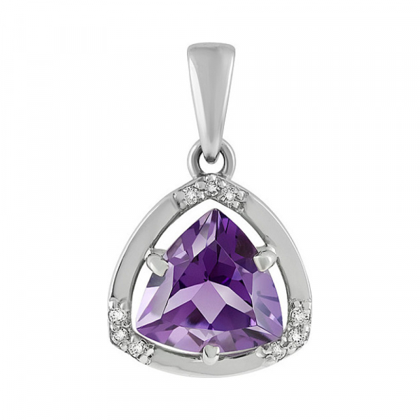 Серебряная подвеска с аметистом и фианитом № 133140