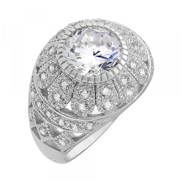 Серебряное кольцо с фианитом № 108574