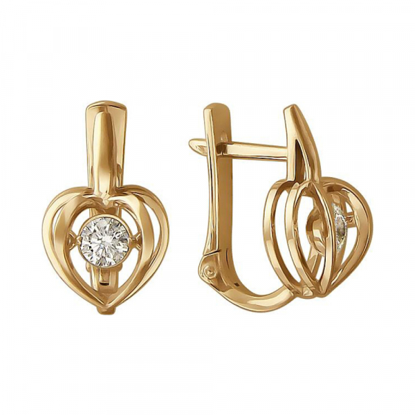 Золотые серьги с фианитом № 140912