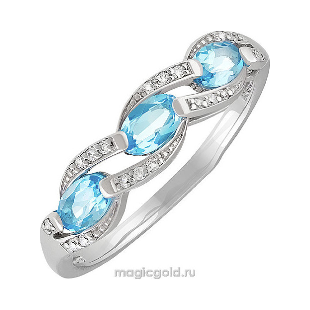 Серебряное кольцо с топазом и фианитом № 140106