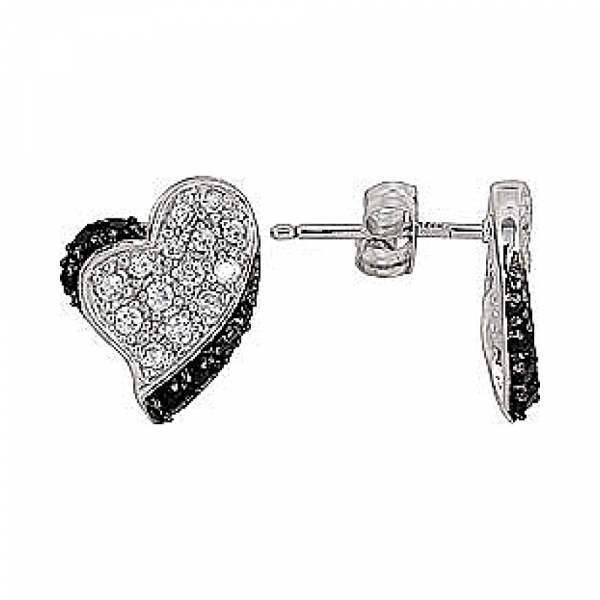 Серебряные серьги с фианитом № 73778