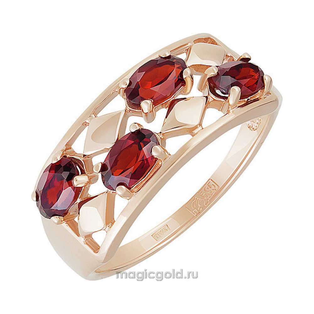 Золотое кольцо с гранатом № 141837