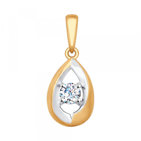 Золотая подвеска с фианитом № 163154