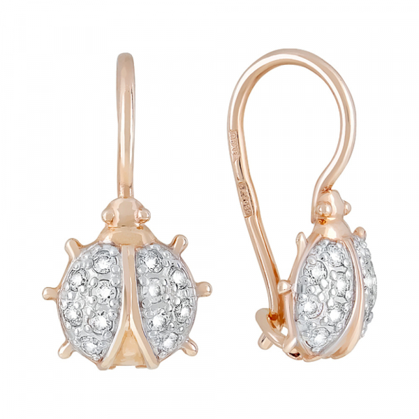 Золотые серьги с фианитами № 102063