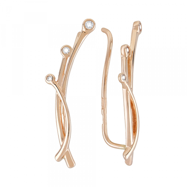 Золотые серьги с фианитами № 121421