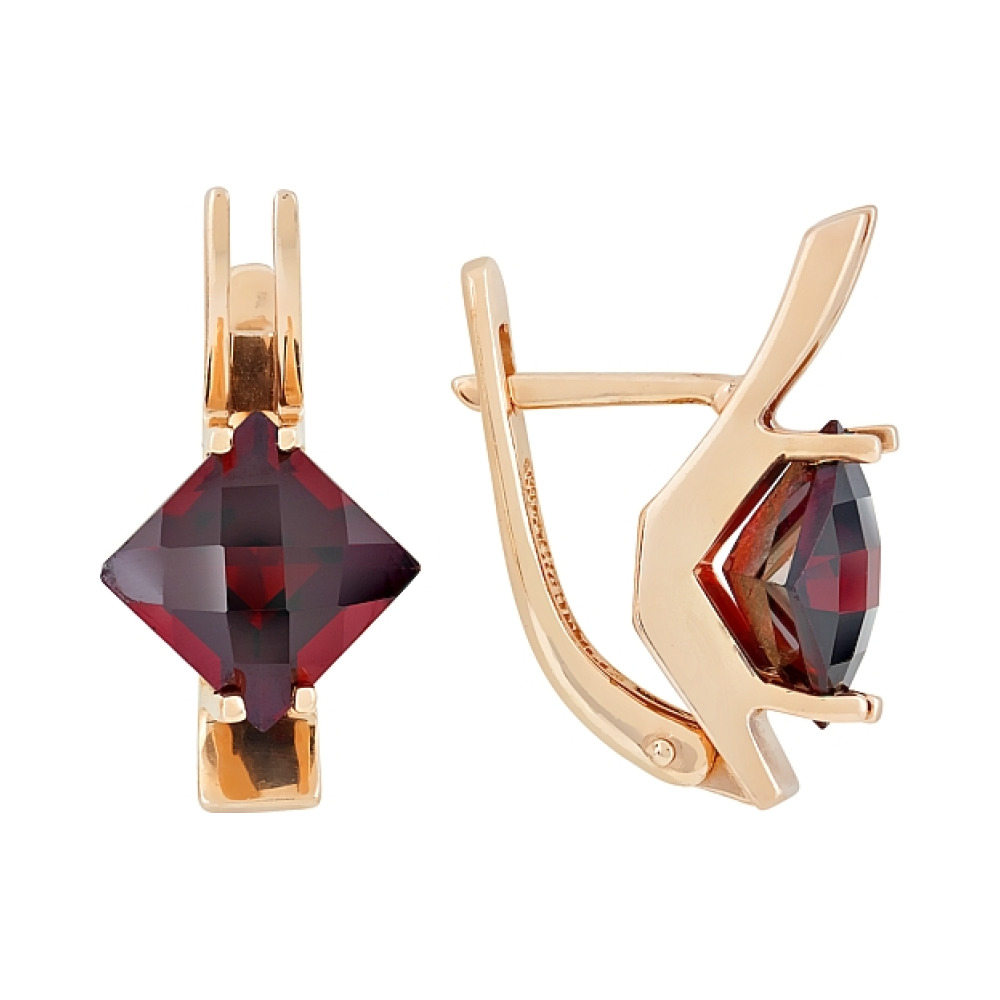 Золотые серьги с гранатом № 26067