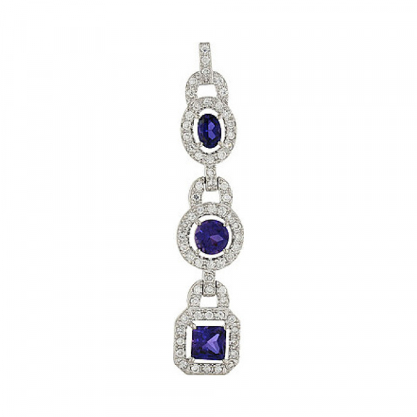 Серебряная подвеска с имитац. корунда  и фианитом № 80484