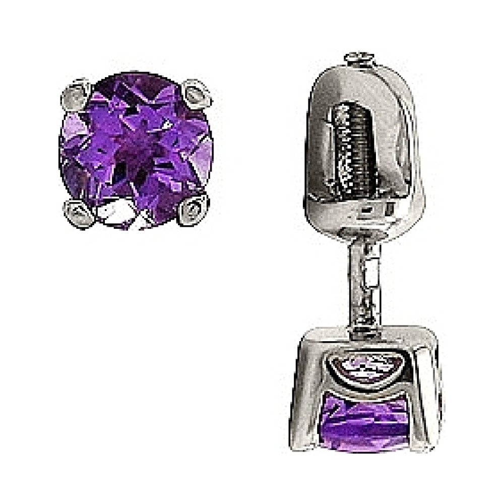 Пуссеты с аметистом № 78379