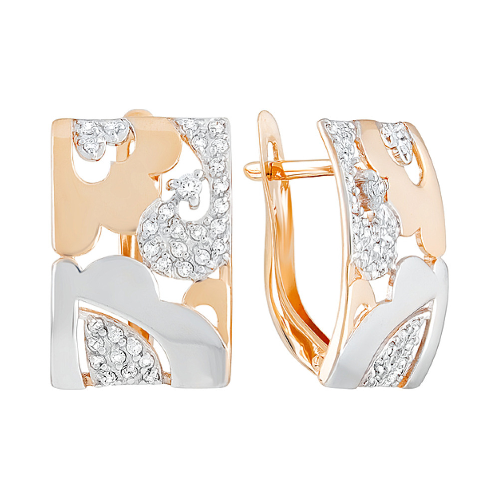 Золотые серьги с фианитом № 129875