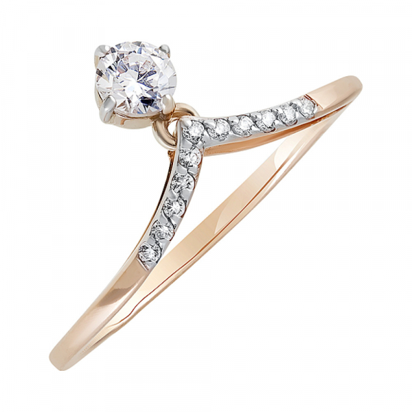 Золотое кольцо с фианитами № 130009