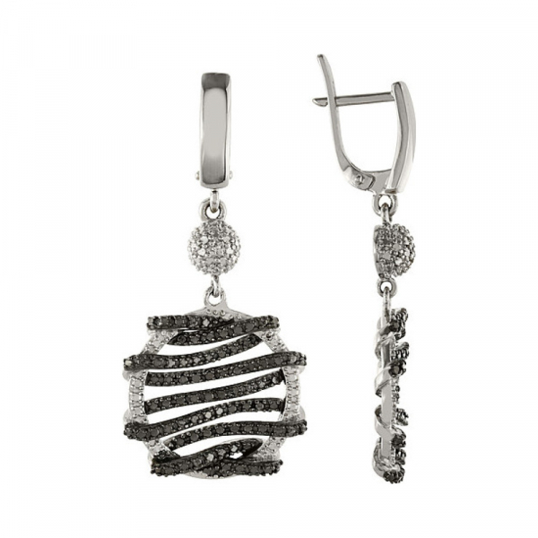 Серебряные серьги с фианитом № 83400