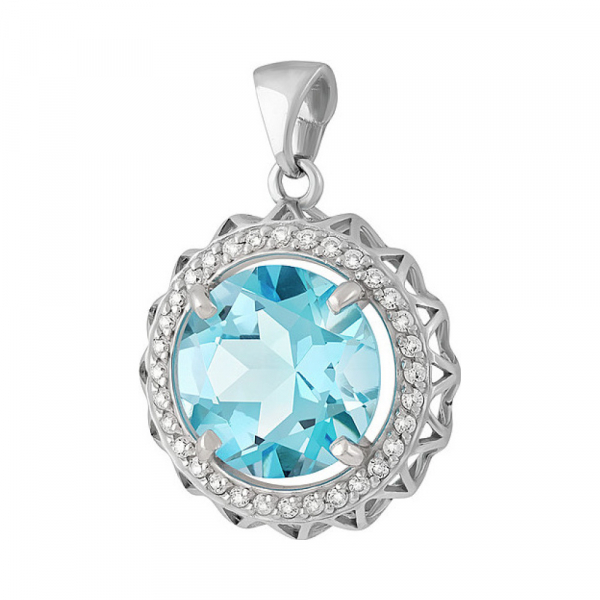 Серебряная подвеска с топазом и фианитом № 134059