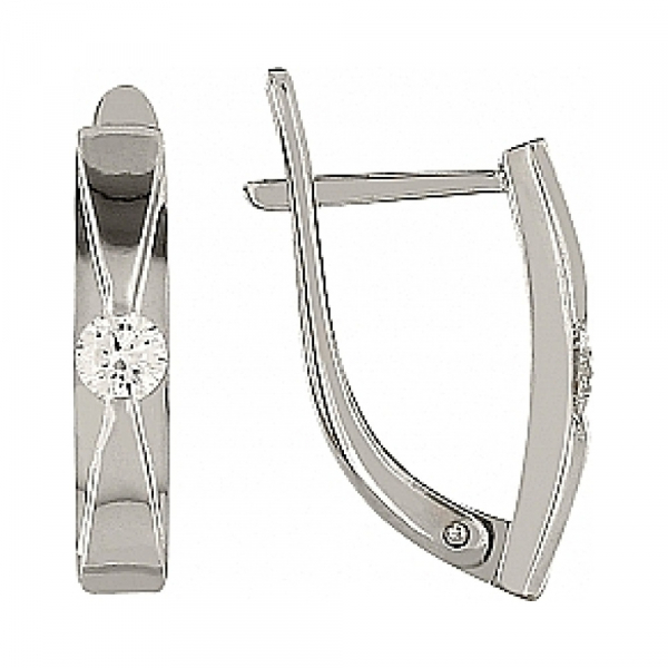 Золотые серьги с бриллиантом № 102853