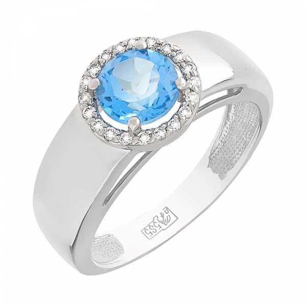 Золотое кольцо с топазом и фианитом № 103995