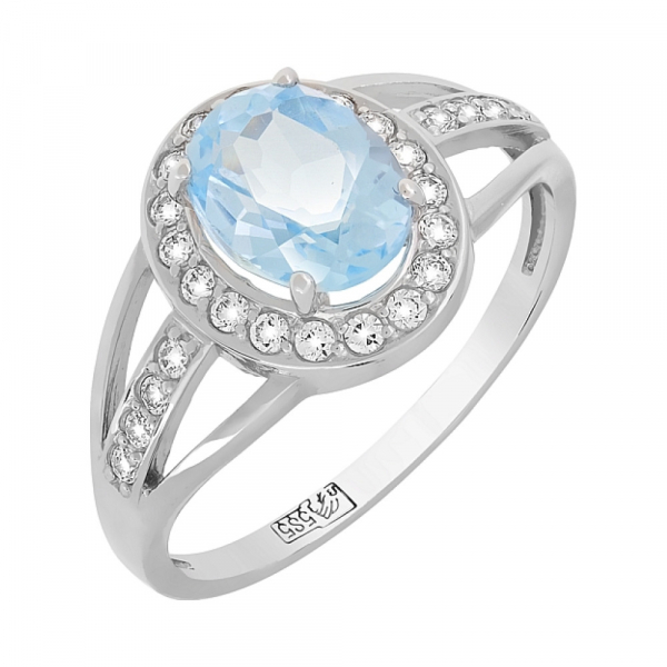 Золотое кольцо с топазом и фианитом № 117593