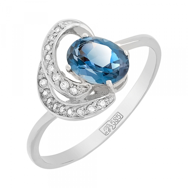Золотое кольцо с топазом и фианитом № 116437