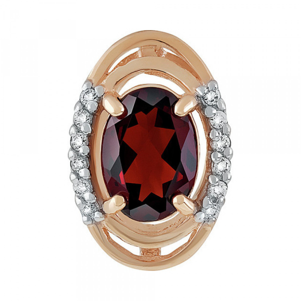 Золотая подвеска с гранатом и фианитом № 135114