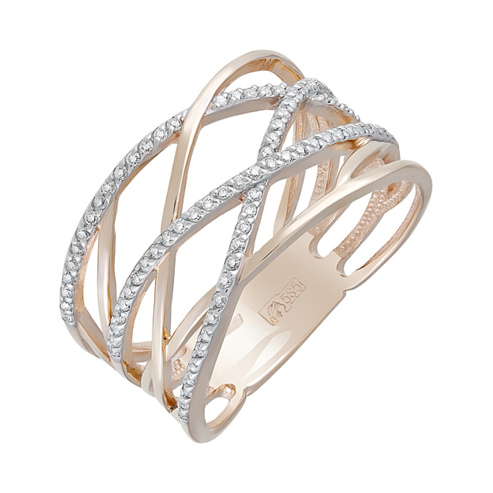 Золотое кольцо с фианитами № 124162