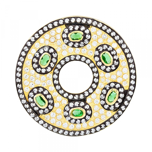 Серебряная подвеска с фианитом черным и золотым покрытием № 118415