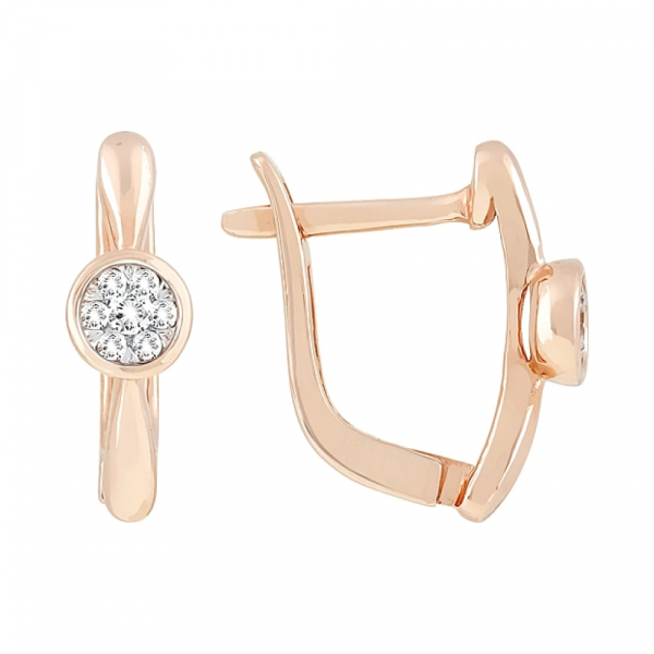 Золотые серьги с бриллиантом № 114435