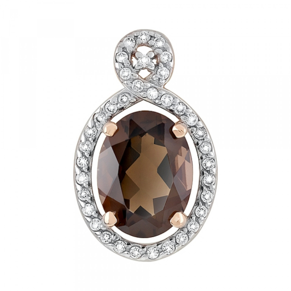 Золотая подвеска с раухтопазом и фианитом № 118914