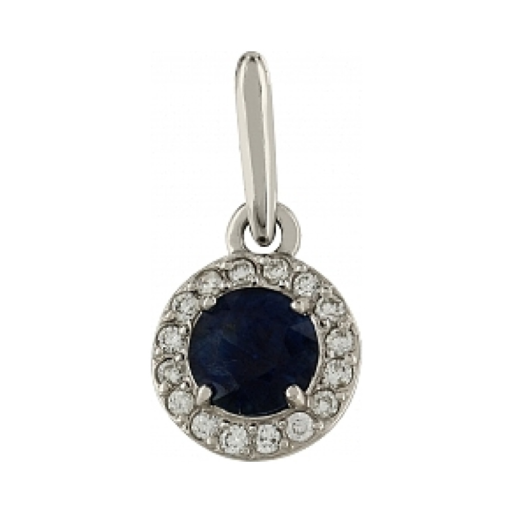 Золотая подвеска с бриллиантом и сапфиром № 111813