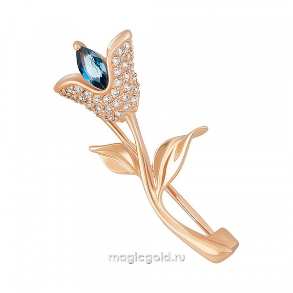Золотая брошь с топазом и фианитом № 164286