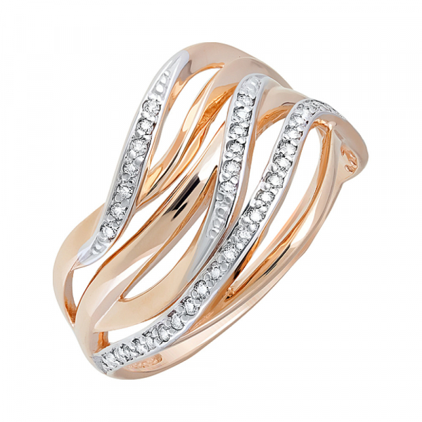 Золотое кольцо с фианитами № 123948