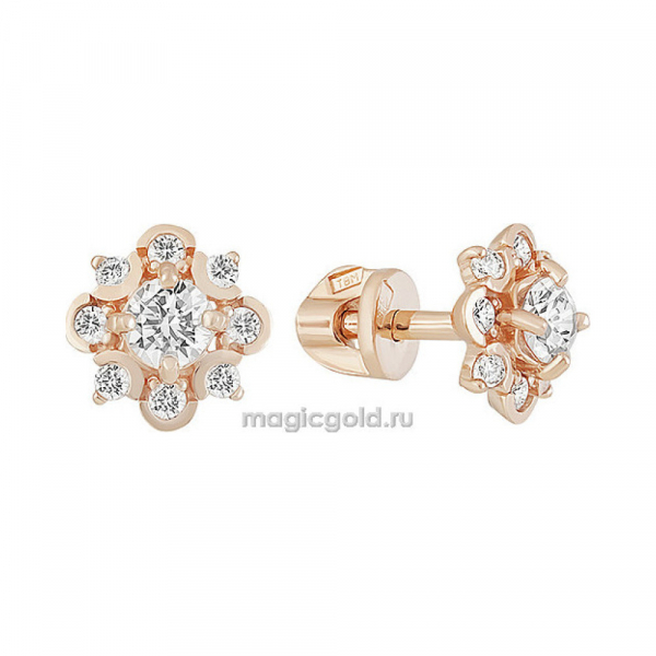 Пуссеты с фианитом № 156110