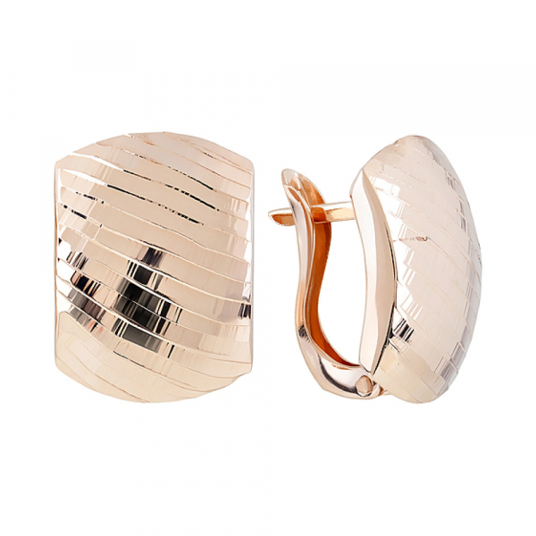 Золотые серьги без камня с алмазкой № 123938