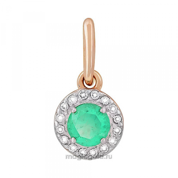 Золотая подвеска с бриллиантом и изумрудом № 105595