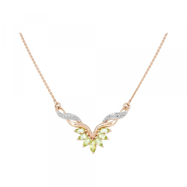 Золотое колье с хризолитом и фианитом № 120239