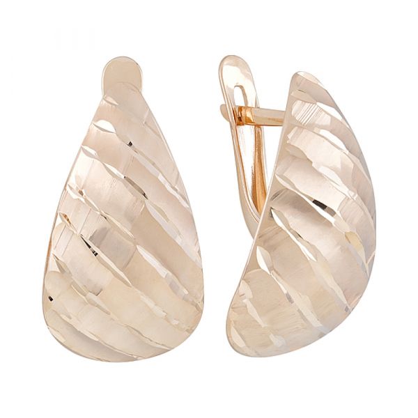 Золотые серьги без камня с алмазкой № 127063